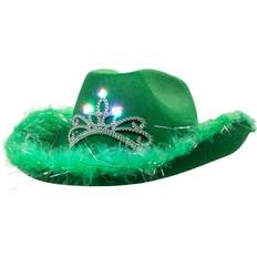 Hats LED Green Cowboy Hat with Tiara by Windy City Novelties