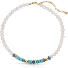 Turquoise Necklaces Ettika Beach Day Pearl & Blue Gemstone Necklace