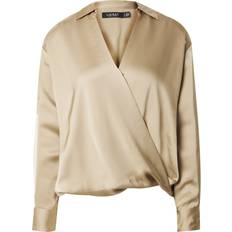 Polo Ralph Lauren Dame Bluser Polo Ralph Lauren Satin Charmeuse Surplice Blouse Birch Tan