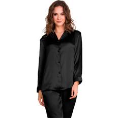 Lady Avenue Pure Silk Basic Pyjamas Black