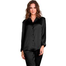 Lady Avenue Pure Silk Basic Pyjamas - Zwart Zijde