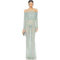 LaPointe Mesh Off The Shoulder Gown in Blue. L, S, XL