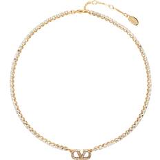 Valentino Garavani Gold VLogo Signature Crystal Necklace MH5 ORO 18/CRYSTAL UNI