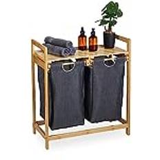 Relaxdays Tvättkorg Hylla Bambu 73 x 64 x 33 cm Natur/Grå