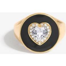 XL Rings Jon Richard Gold Plated Cubic Zirconia Heart And Enamel Ring