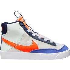 Nike Blazer Mid '77 SE PS - White/Light Silver/Midnight Navy/Team Orange
