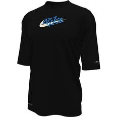 Black - Boys Swimsuits Nike Swim Scribble Big Kids' (Boys' Short-Sleeve Hydroguard in Black, NESSE830-001