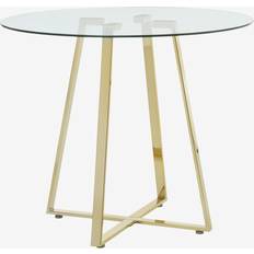 Premier Housewares Metropolitan Round Glass - Gold Dining Table