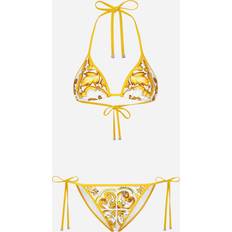 Multicolore Costumi da bagno Dolce & Gabbana Majolica-print Triangle Bikini Women's Yellow