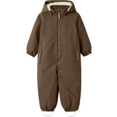 Removable Hood Snowsuits Name It Snow10 Snowsuit - Dark Earth