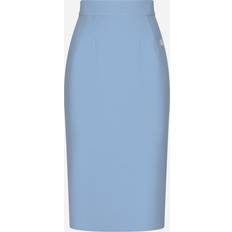 Violetti Hameet Dolce & Gabbana Calf-length Wool Crêpe Pencil Skirt With Dg Logo Woman Skirts Azure