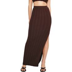 Elastico Gonne Good American Ribbed Knit Maxi Skirt - Brown