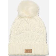 Black Headgear UGG Ugg Cable Knit Pom Beanie Chestnut (ONE SIZE)