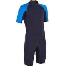 Short Sleeves Wetsuits Olaian Kid's 1.5mm Neoprene Blue Shorty Surfing Wetsuit Steel Blue/pacific Blue