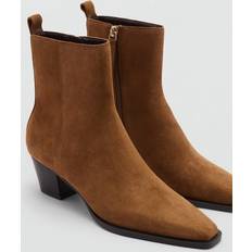 Mango Boots Mango Heel suede ankle boot brown Woman Brown