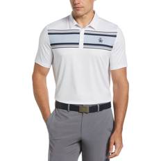 Man - Sportswear Garment Shirts Original Penguin Men's Jack’s Stripe Print Polo Shirt, Medium, White, Recycled Polyester/Elastane Golf Apparel Shop