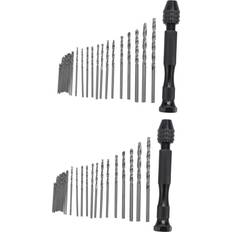 Tlily Hand Drill Bits Set 62Pcs Hand Drill Set Precision Pin Vise -Mini Twist Drill Bits for Wood, Delicate Manual Work