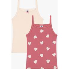 Multicolor Camisetas de tirantes Petit Bateau Kids' Cotton Fine Strap Vests, Pack of 2, Pink/Cream