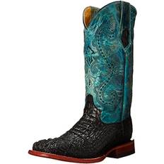 Turquoise Boots Ferrini Women's Caiman Print Cowgirl Boot Square Toe Black