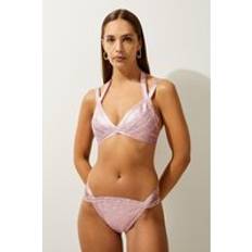 Rose Gold - Women Swimwear Karen Millen Foiled Bandage Double Strap Bikini Bottoms Pink