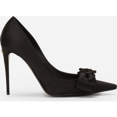 Dolce & Gabbana 105mm bow-detail pumps women Silk/Viscose/Kid Leather/Goat Skin/Leather Black