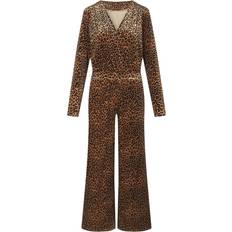 Leopard Jumpsuits & Overaller Hunkøn Angela Velour Jumpsuit Dam Byxdräkt Från Magasin Leopard
