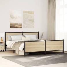 vidaXL Metal Bed Frame without Mattress Sonoma Oak 180x200 cm Super King vidaXL