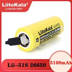 LiitoKala Liitokala 26650 5100 mah li-ion 3.7v oppladbare batterier 20a utladninger 3.6v strømbatterier diy nikkelark