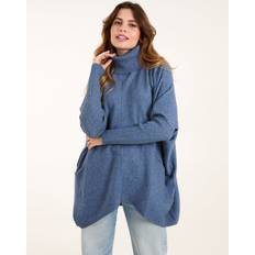 One Size Jumpers Blue Vanilla Roll Neck Pocket Jumper One