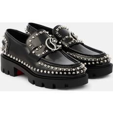 Low Shoes Christian Louboutin CL Moc Lug Spikes Leather Loafers - Black