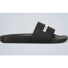 Balenciaga Men's Logo Pool Slide Sandals - Black/White
