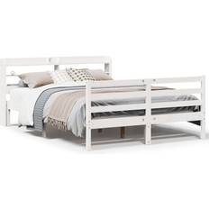 Beds & Mattresses vidaXL Bed Frame With Headboard Without Mattress White 135x190 cm Double