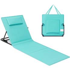 Folding Beach Sunlounger, Lake Blue 1