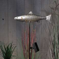 Silver Garden Ornaments Noma Noma Solar Trout Fish Led Metal Stake Light Silver Pond Garden 9019017