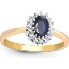 Gold - Sapphire Rings Jewelco London 9ct gold diamond blue sapphire classic royal cluster ring 9mm