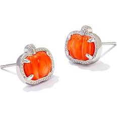 Brown Earrings Kendra Scott Gemstone Pumpkin Stud Earrings Silver (OS)