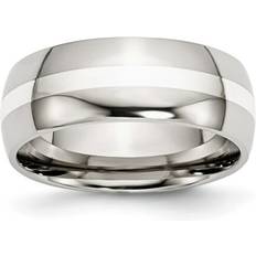 Men Rings Chisel SR38-8.5 mm Stainless Steel Sterling Silver Inlay Polished Band