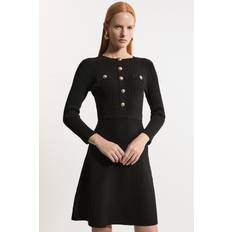 Clothing Karen Millen Military Rib Knit Skater Mini Dress Black