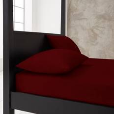 Percale Textiles Gaveno Cavailia Premium Super Soft Percale Fitted Double Burgundy - One Size Bed Sheet Red