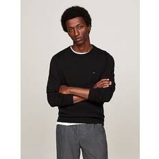 Tommy Hilfiger Bomuld Sweatere Tommy Hilfiger Crew Neck Flag Embroidery Jumper BLACK