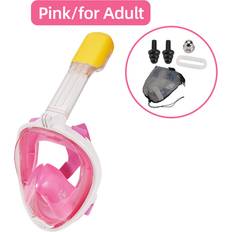 MDSRJONE (Pink for Adult) Children Full Face Snorkel Swimming Mask Diving Anti-Fog Scuba Gear Set Underwater Goggles Breathing System for Kids Adult