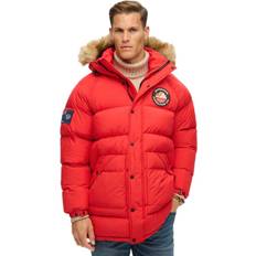 Superdry Men Coats Superdry Men's Everest Longline Baffled Parka Jacket Red