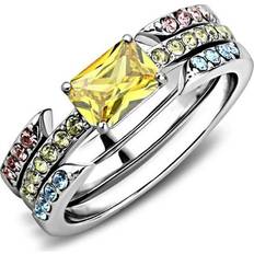 Topaz Rings Alamode Jewelry Alamode TK3526-10 Women High Polished Stainless Steel Ring with AAA Grade CZ in Topaz
