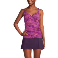 Lands' End Women Tankinis Lands' End Womens Chlorine Resistant Underwire Wrap Tankini Top Violet Rose Stipple Palm Dd-Cup