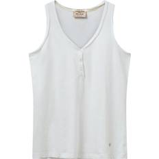 Organic Fabric Tank Tops Mos Mosh Basic Tank Top with Button Detail - White