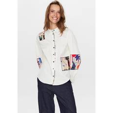 Numph Holla Graphic Patch Shirt, Bright White/Multi