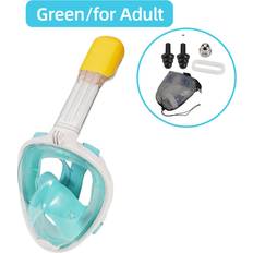 MDSRJONE (Green for Adult) Children Full Face Snorkel Swimming Mask Diving Anti-Fog Scuba Gear Set Underwater Goggles Breathing System for Kids Adult