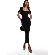 ASOS DESIGN Sort midikjole med snoet skulder-Black