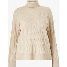 Tommy Hilfiger Curve Cable Knit Roll Neck Jumper CLASSIC BEIGE HEATHER