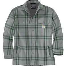 Tops Carhartt Men's Cotton Relaxed Fit Flannel Sherpa-Lined Shirt Jac Weather Ash